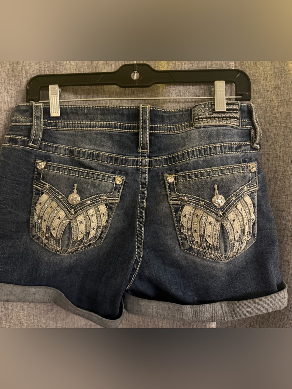 Miss Me Blue Denim Shorts with Embellished Back Pockets size 30 - Picture 4 of 8